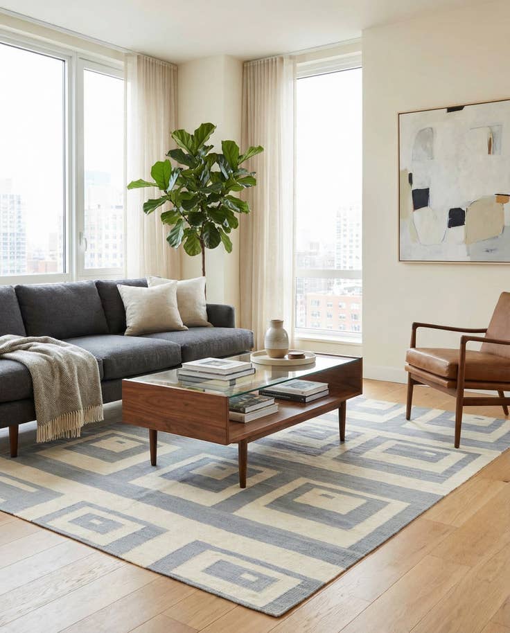 Detail image of 5' x 6' 6 Hand Woven Kilim Modern Wool Rug
