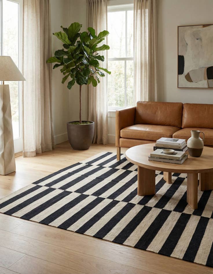 Detail image of 4' 3 x 5' 10  Hand Woven Kilim Modern Wool Rug