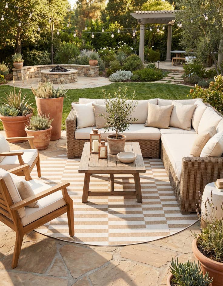 Detail image of  12' x 12'  Washable Ribbon Indoor / Outdoor Round Rug