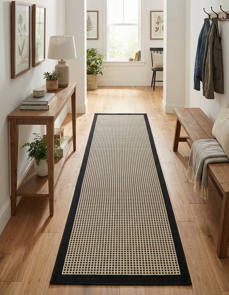 Detail image of 2' 7 x 10'  Washable Border Indoor / Outdoor Runner Rug
