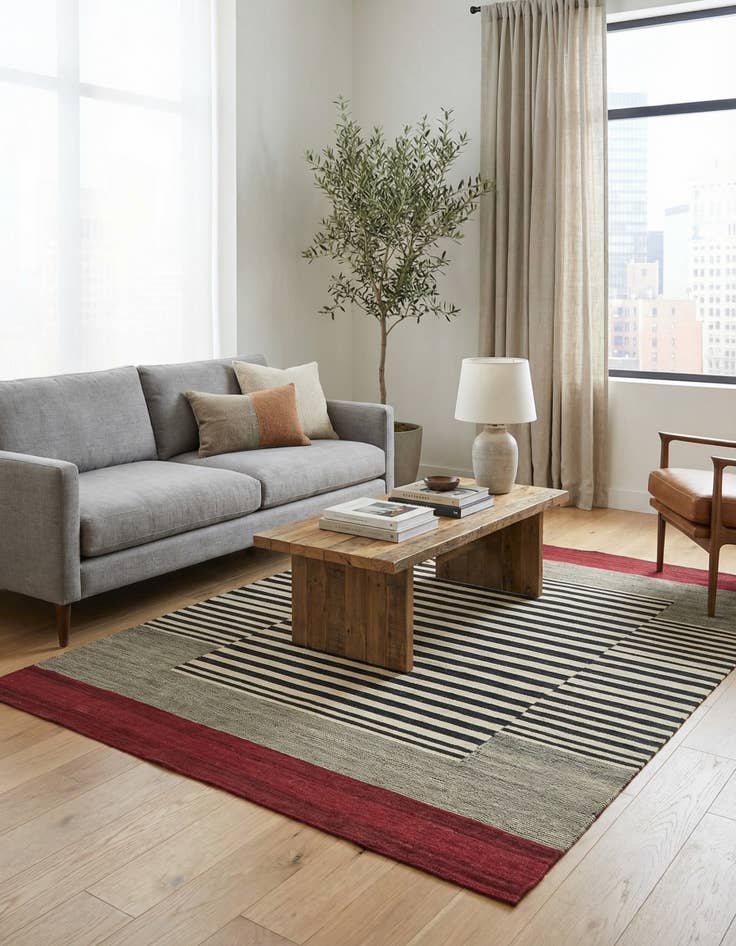 Detail image of  4' 2 x 5' 10  Hand Woven Kilim Modern Wool Rug