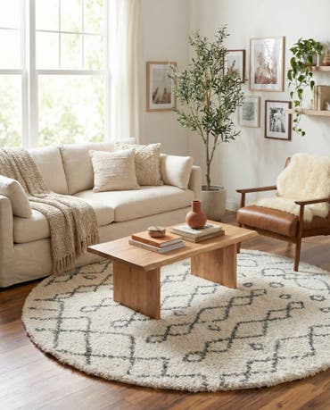  9' 10 x 9' 10 Moroccan Shag Round Rug