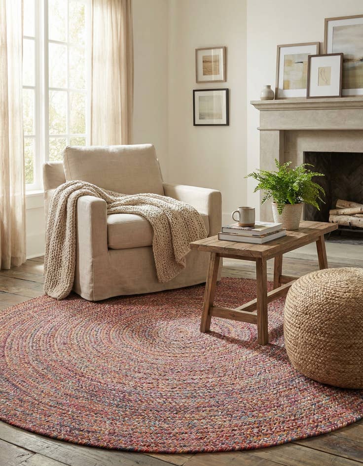 Detail image of 7' 10 x 7' 10  Hand Woven Eco Verse   Washable Indoor / Outdoor Round Rug