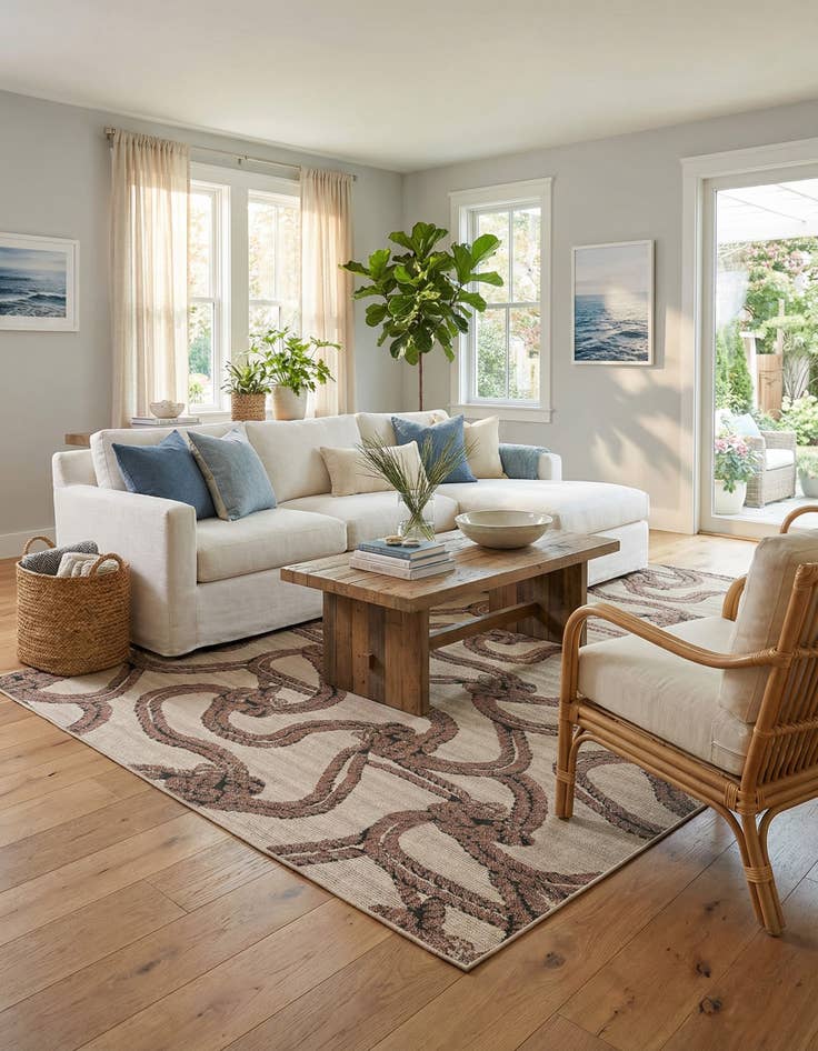 Detail image of 9' x 12'  Washable Coastal Indoor / Outdoor Rug