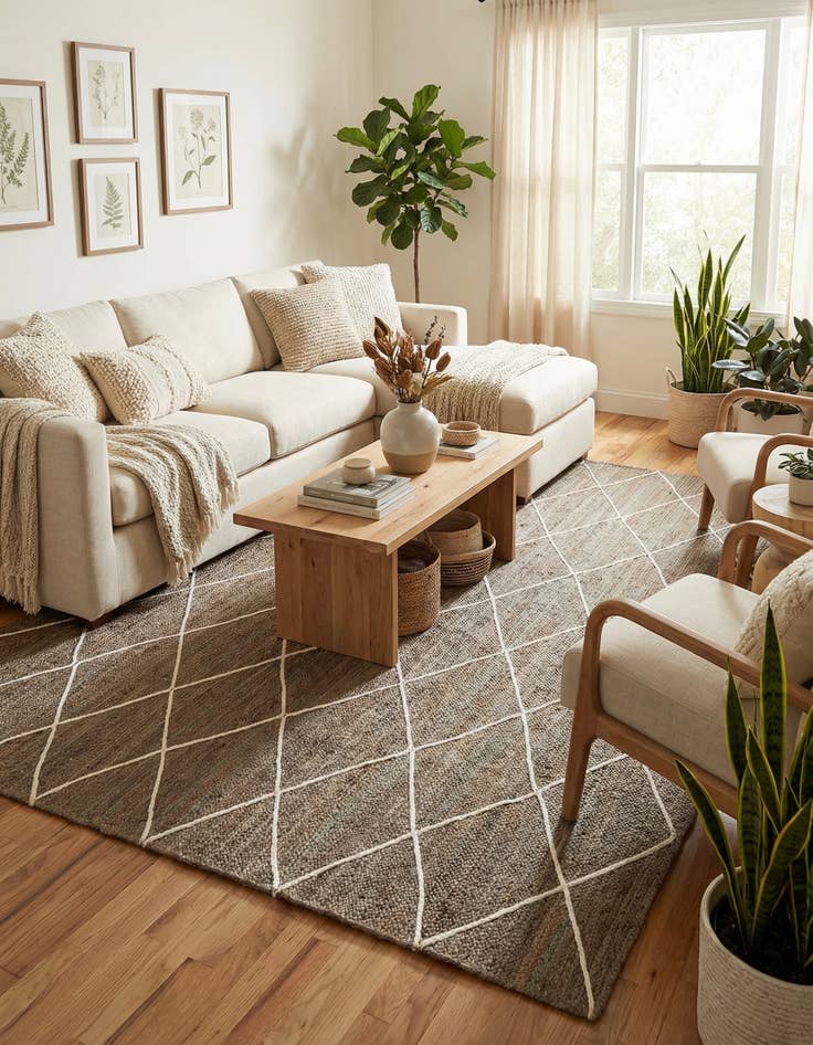 Detail image of  9' x 12' 2  Hand Braided Jute Rug