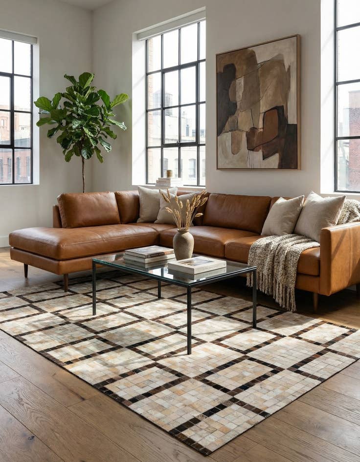 Detail image of 5' 1 x 8' Cowhide Stocks Rug