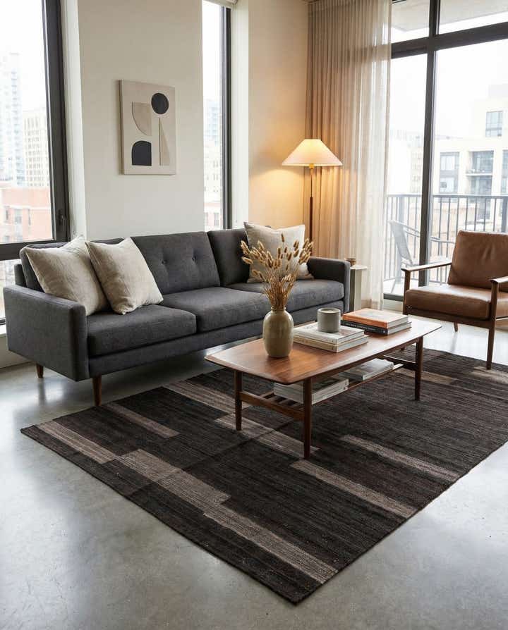 4' 4 x 5' 9 Hand Woven Kilim Modern Wool Rug