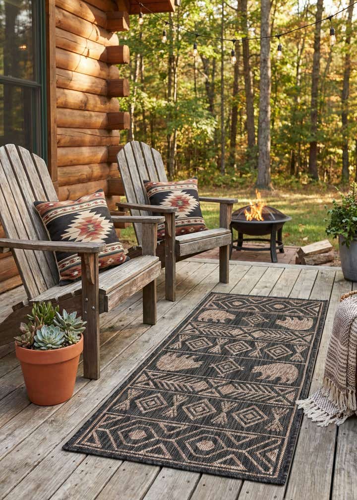 2' x 4' Easy-Clean Southwestern Indoor / Outdoor Runner Rug