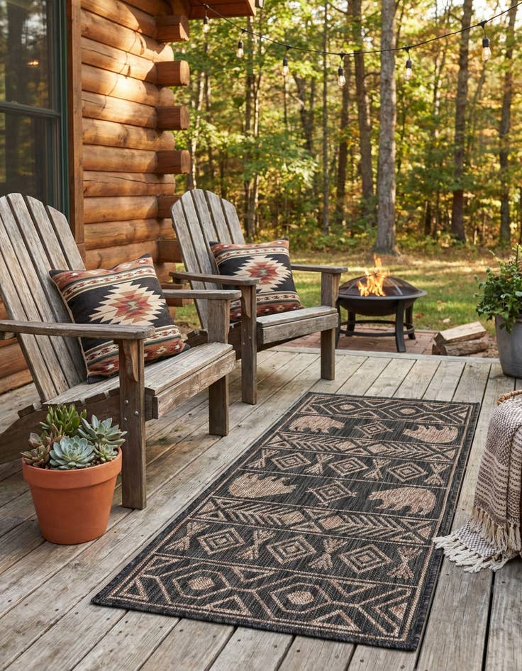 Detail image of 2' x 4'  Washable Southwestern Indoor / Outdoor Runner Rug