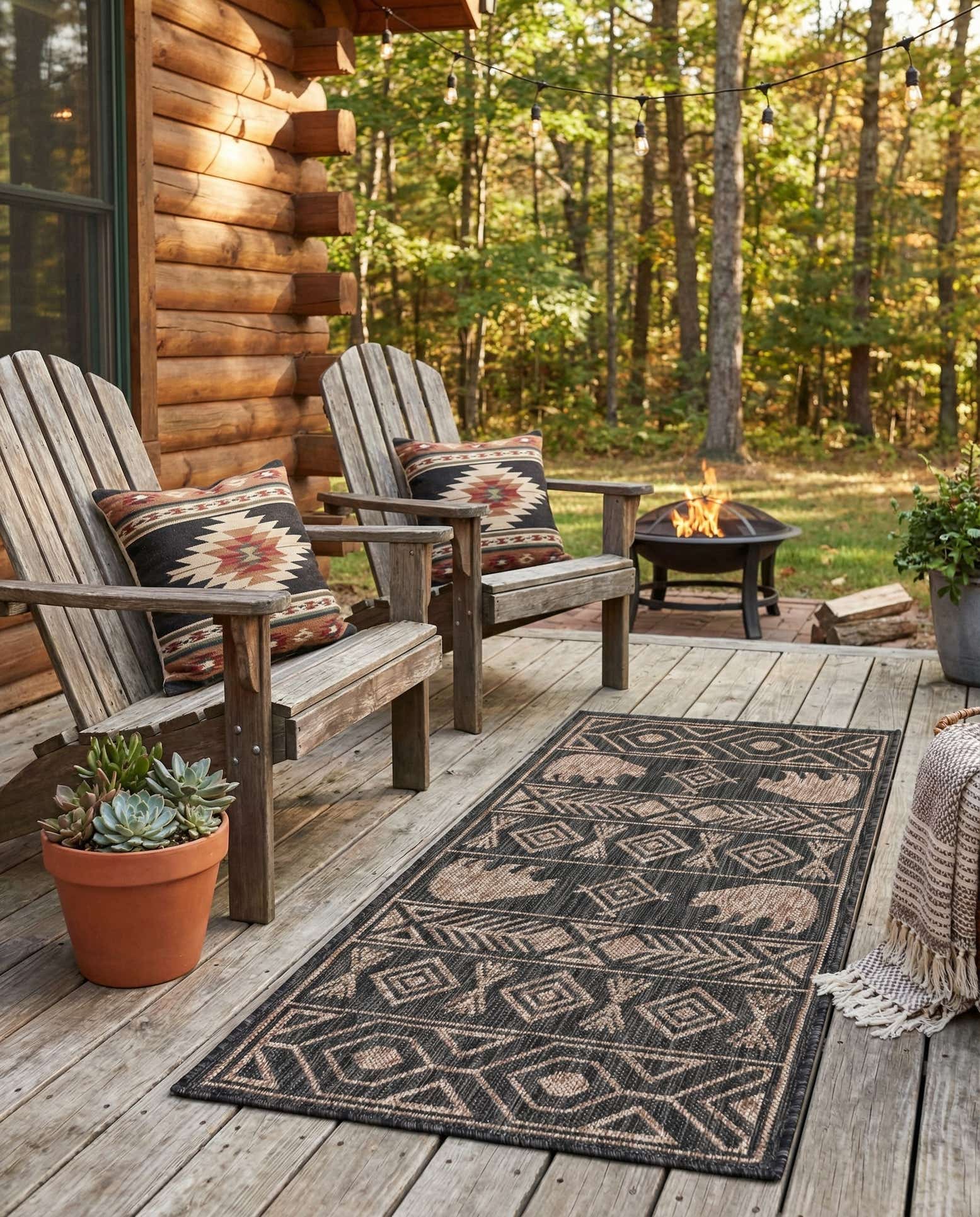 2' x 4' Easy-Clean Southwestern Indoor / Outdoor Runner Rug