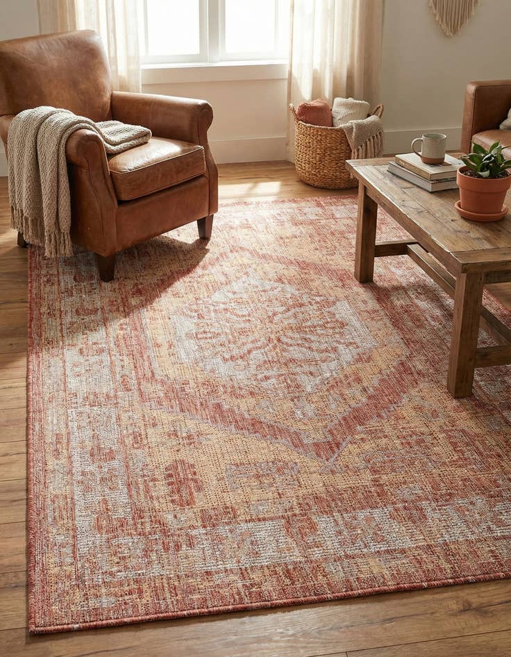Detail image of 4' x 6'  Washable Traditional Indoor / Outdoor Rug