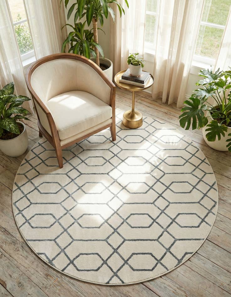 Detail image of  7' 10 x 7' 10  Marilyn Monroe™ Glam Trellis Round Rug