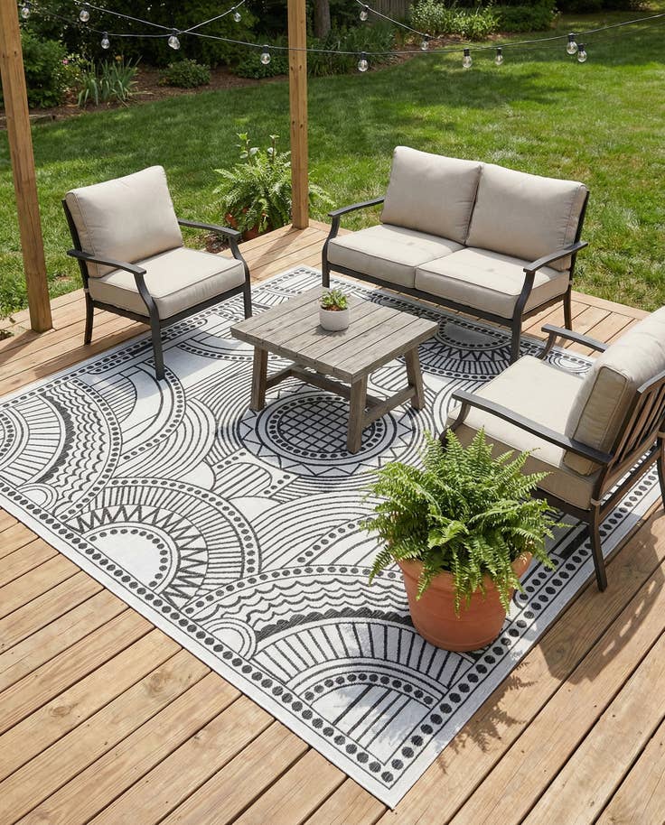 Detail image of 10' x 10' Easy-Clean Traditional Indoor / Outdoor Square Rug