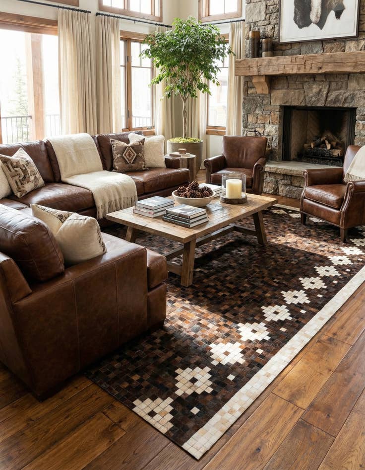 Detail image of 8' 1 x 9' 11 Cowhide Stocks Rug