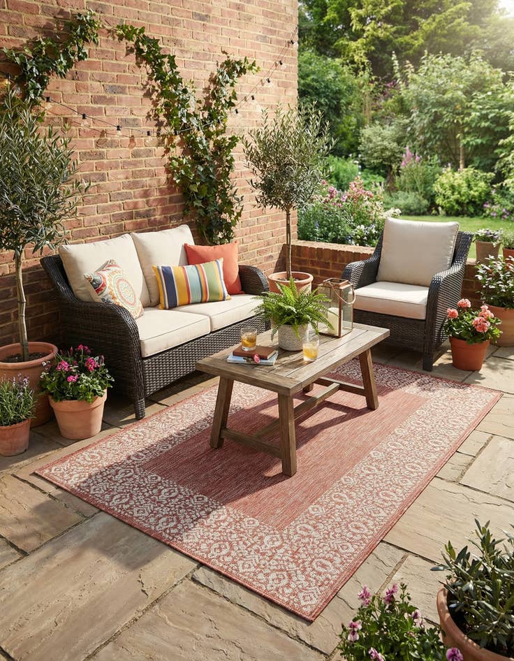 Detail image of  4' x 6'  Washable Border Indoor / Outdoor Rug