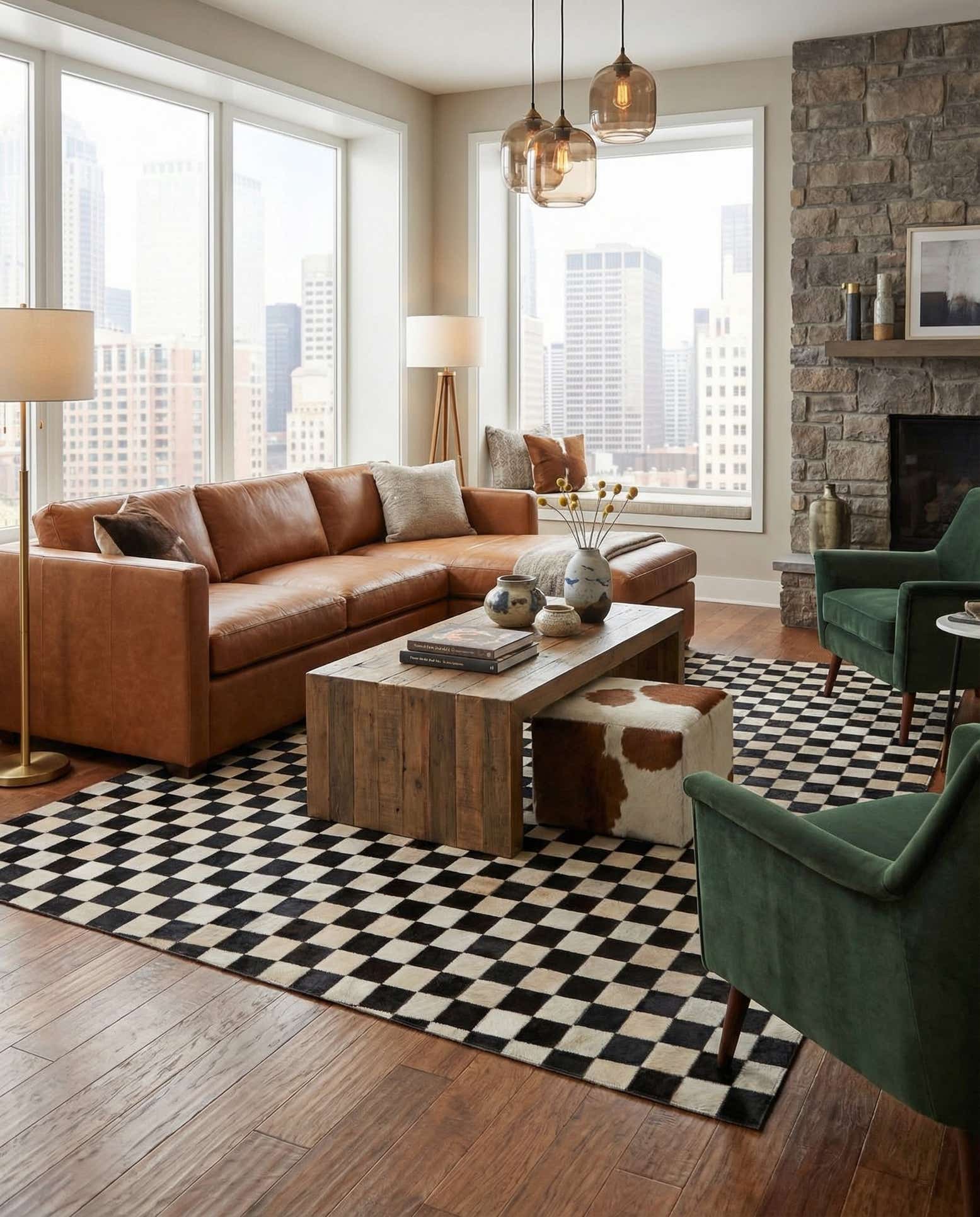 5' x 8' Cowhide Leather Rug