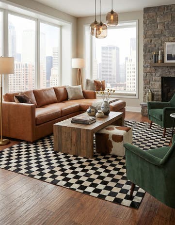 5' x 8' Cowhide Leather Rug