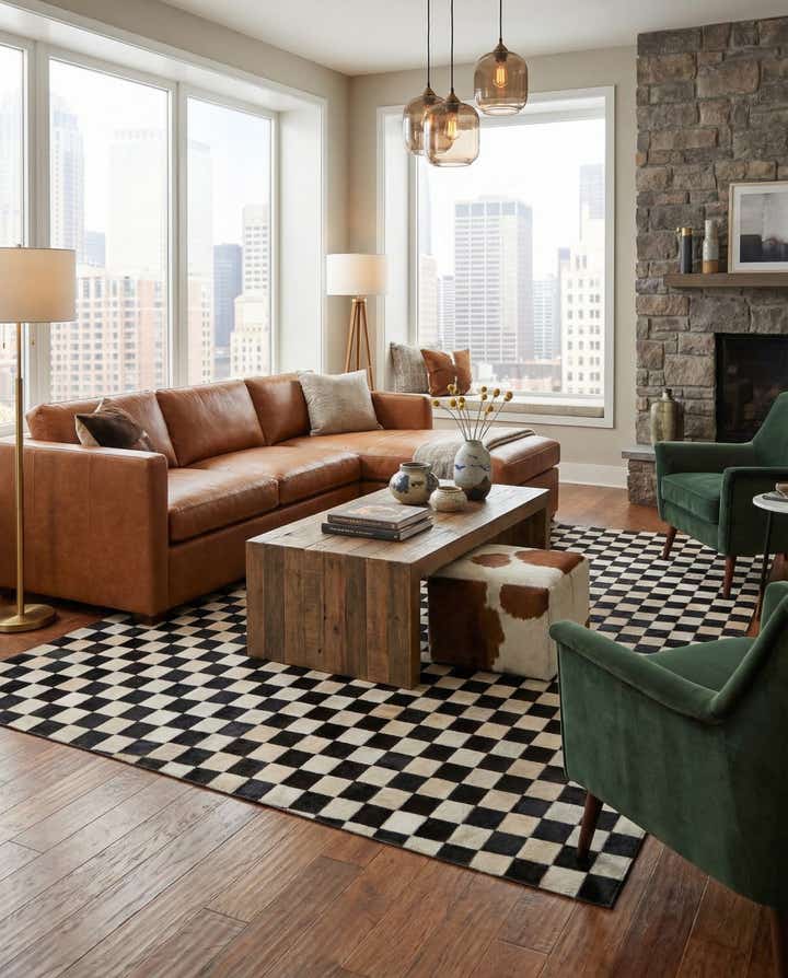 5' x 8' Cowhide Leather Rug