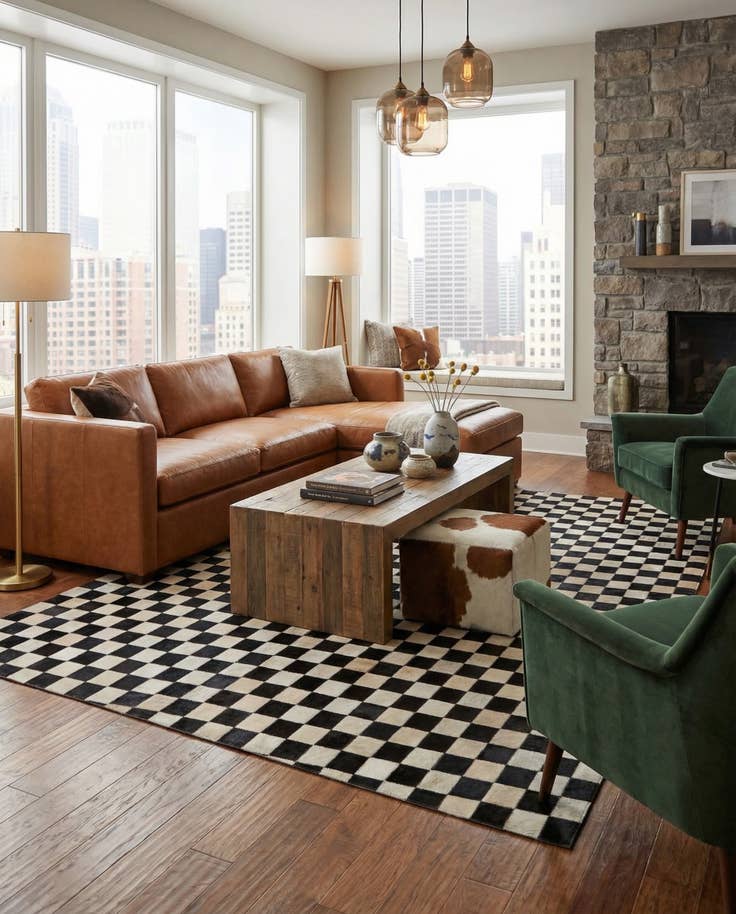 Detail image of 5' x 8' Cowhide Leather Rug