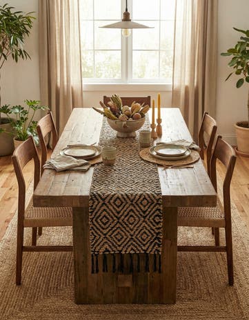 Black Hand Woven Braided Jute Table Runner Rug