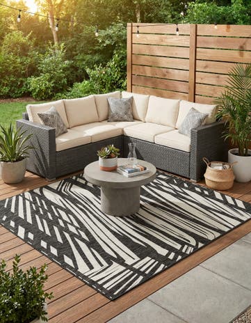 7' 10 x 7' 10 Easy-Clean Modern Indoor / Outdoor Square Rug