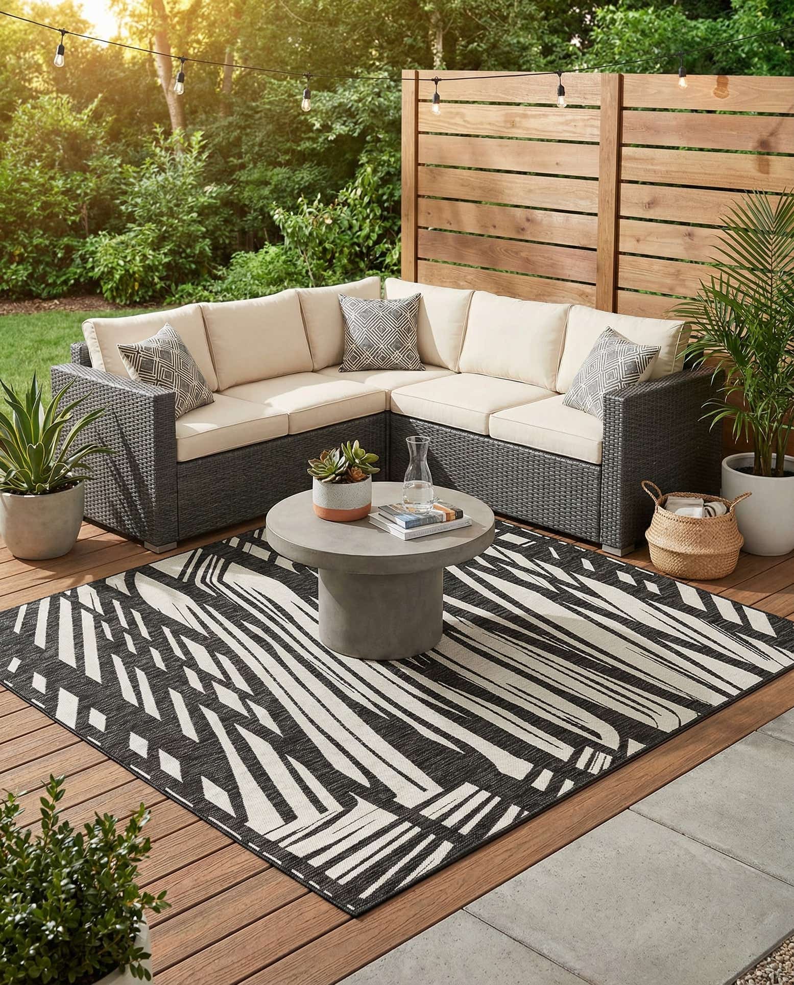 7' 10 x 7' 10 Easy-Clean Modern Indoor / Outdoor Square Rug