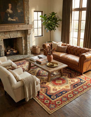 6' 1 x 9' 7 Hand Knotted Kazak Rug