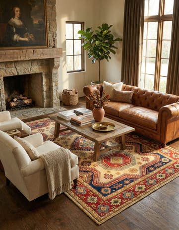 6' 1 x 9' 7 Hand Knotted Kazak Rug