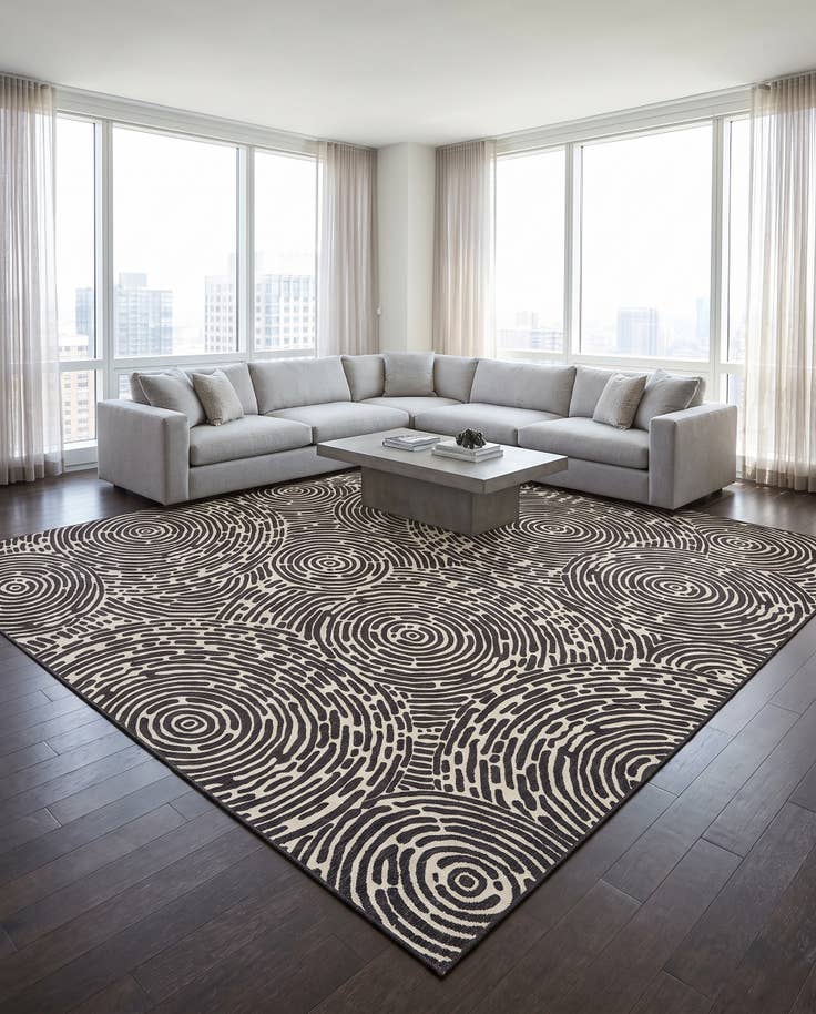 Detail image of 13' x 13' Easy-Clean Modern Indoor / Outdoor Square Rug