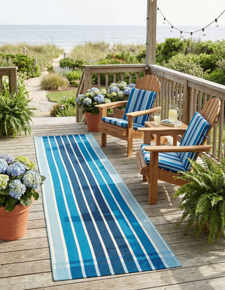 Detail image of 2' 7 x 12' Easy-Clean Striped Indoor / Outdoor Runner Rug