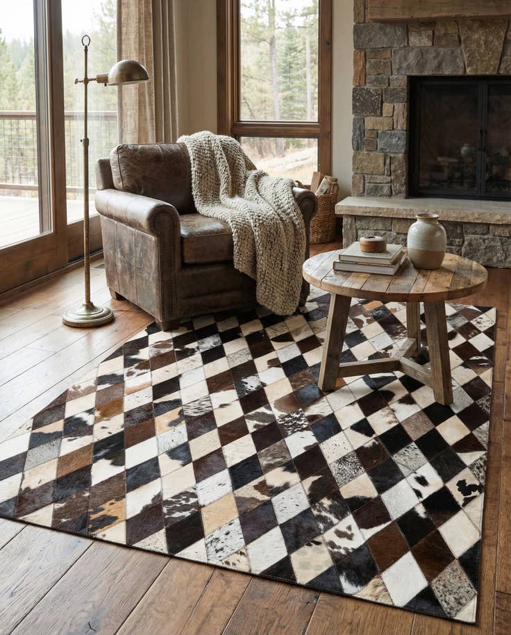 Detail image of 4' 1 x 5' 11 Cowhide Stocks Rug