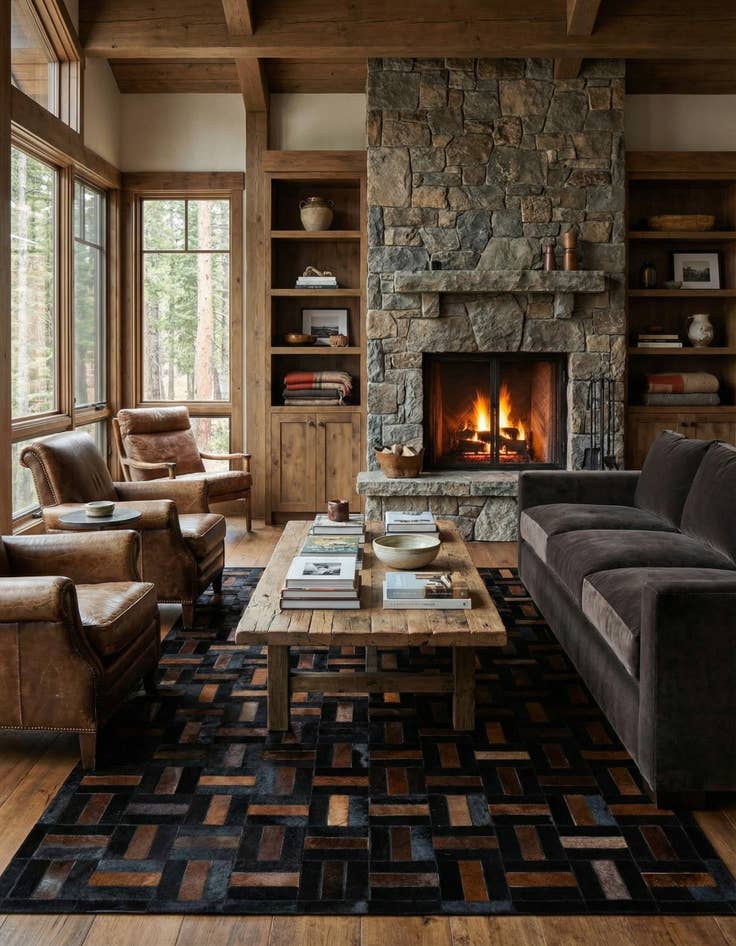 Detail image of  5' 3 x 8' 1 Cowhide - Patchwork Rug