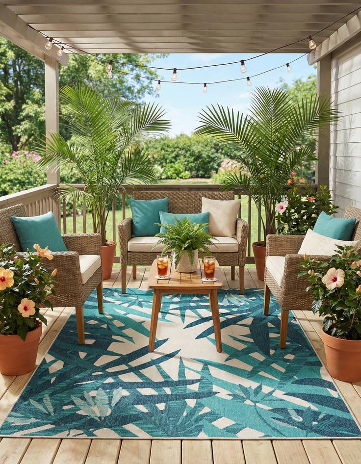 Detail image of 6' x 9'  Washable Botanical Indoor / Outdoor Rug