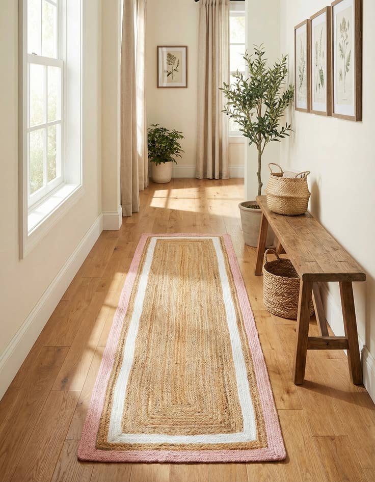 Detail image of 2' 7 x 12'  Hand Braided Jute Runner Rug