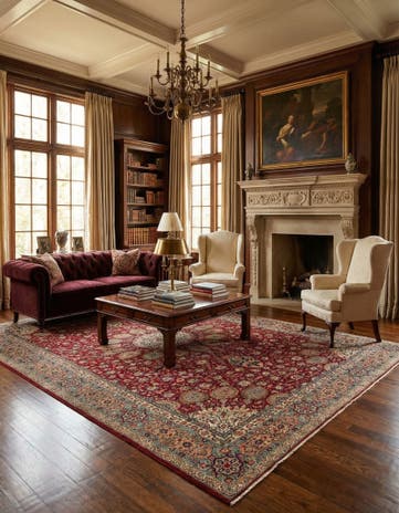 8' 11 x 15' 4 Hand Knotted Sarough Persian Wool Rug