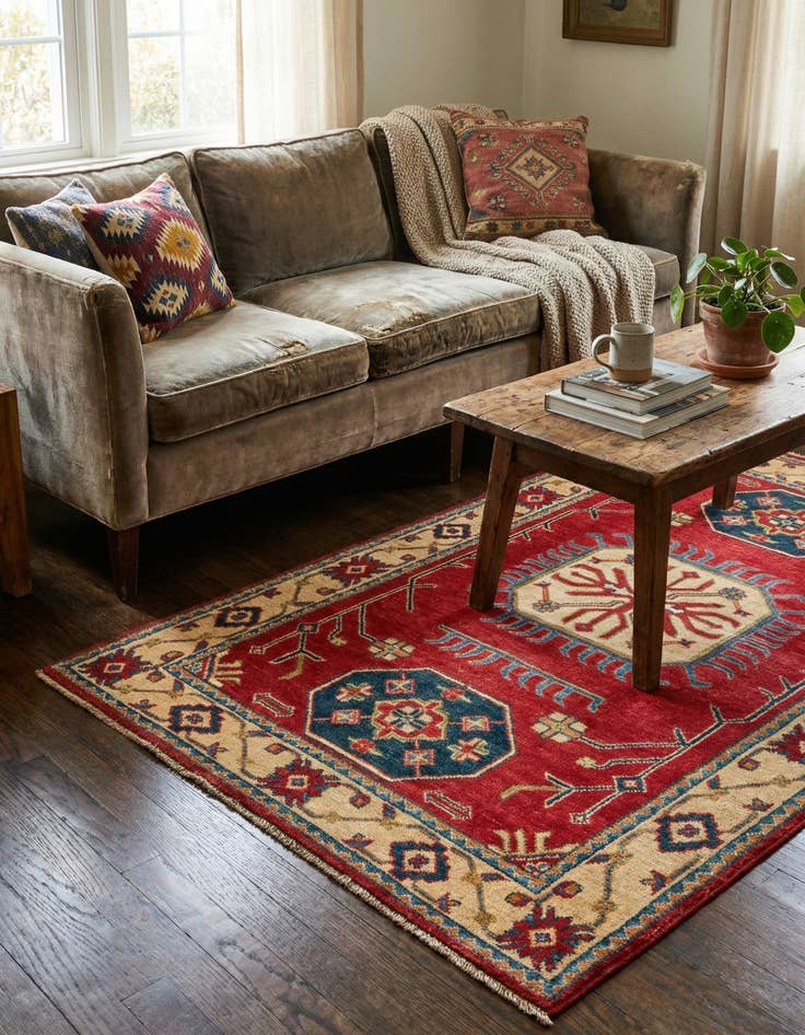 Detail image of 3' 4 x 5'  Hand Knotted Kazak Rug