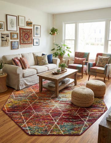 6' x 6' Trellis Frieze Octagon Rug