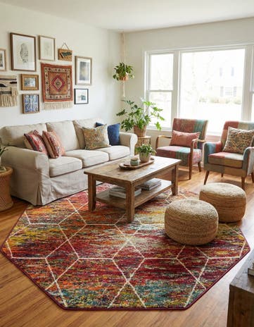 6' x 6' Trellis Frieze Octagon Rug