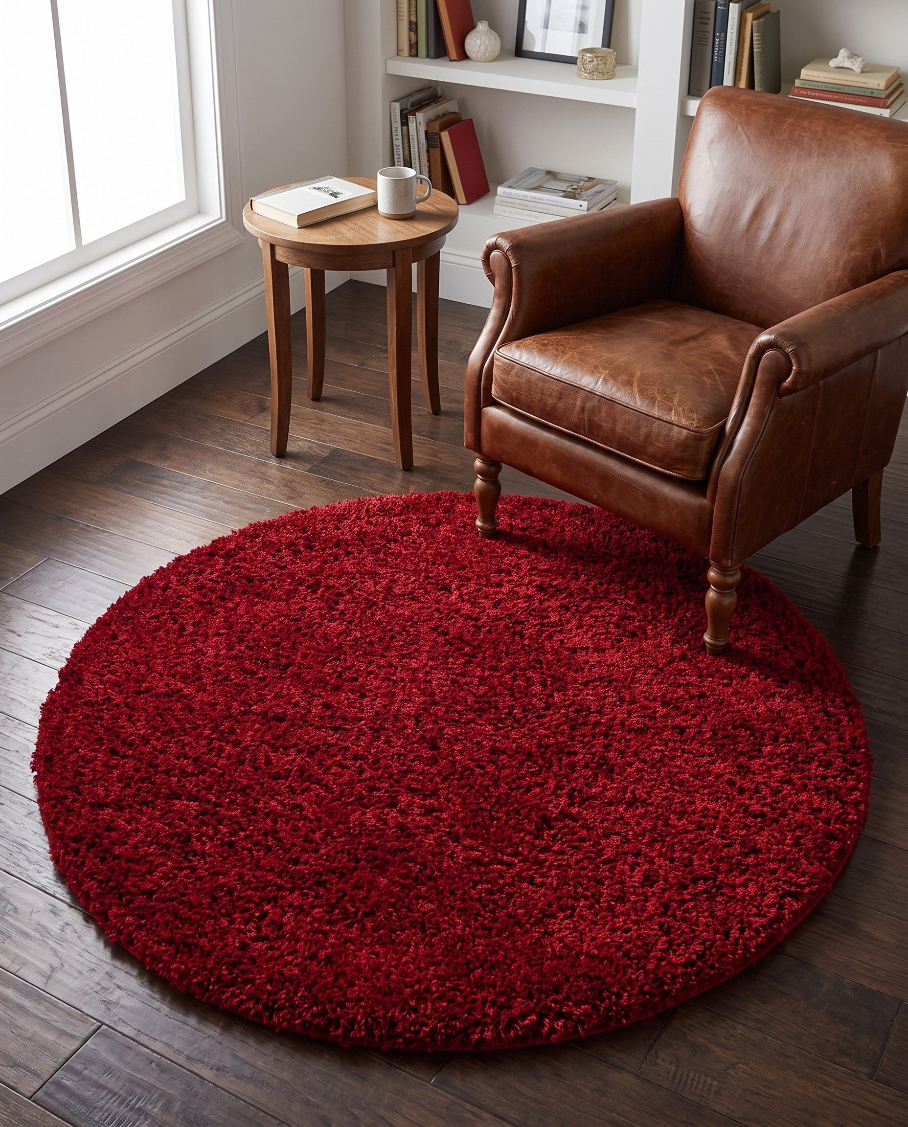 4' x 4' Solid Shag Round Rug