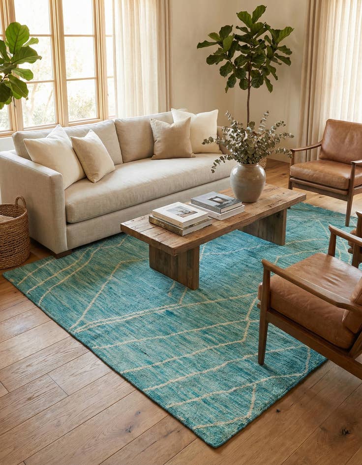 Detail image of 5' 7 x 8' 2 Hand Knotted Moroccan Wool Rug