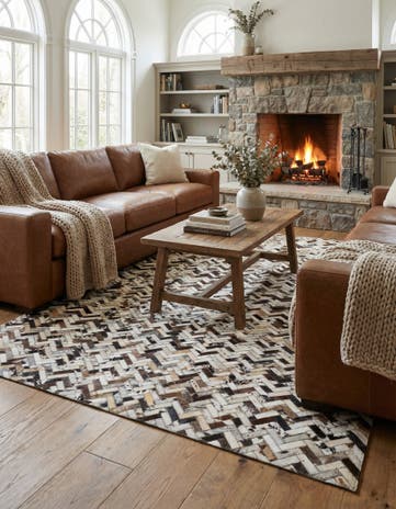 5' 1 x 7' 10 Cowhide Leather Rug