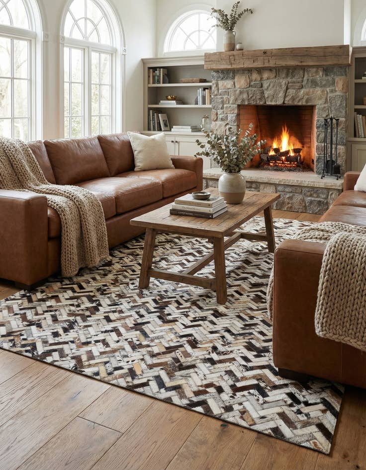 Detail image of 5' 1 x 7' 10 Cowhide Leather Rug