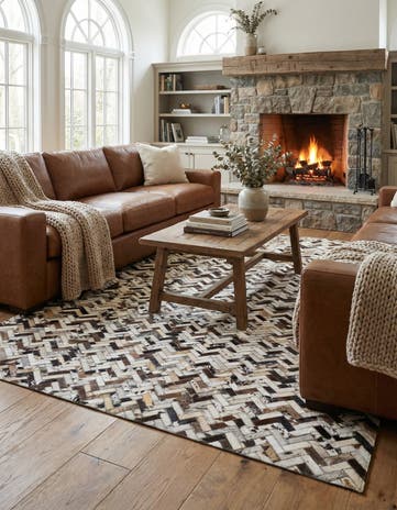 5' 1 x 7' 10 Cowhide Leather Rug