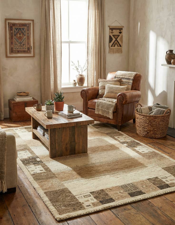 Detail image of  4' x 5' 9  Hand Knotted Kashkuli Gabbeh Wool Rug