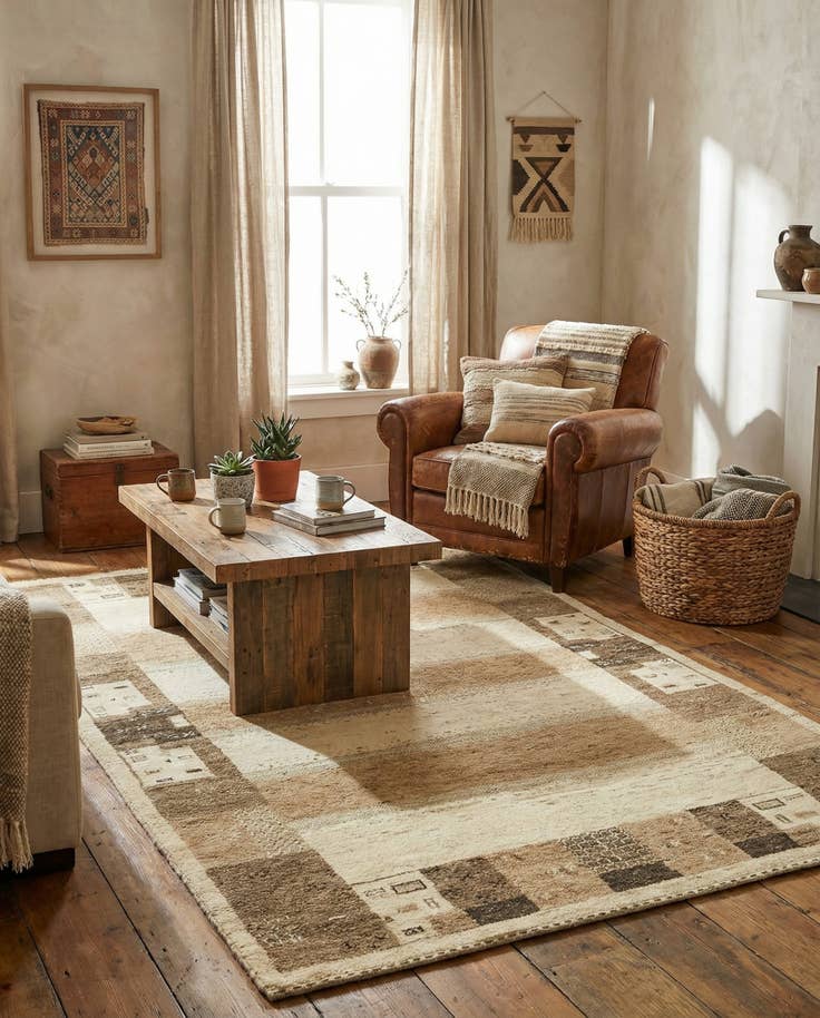 Detail image of 4' x 5' 9 Hand Knotted Kashkuli Gabbeh Wool Rug