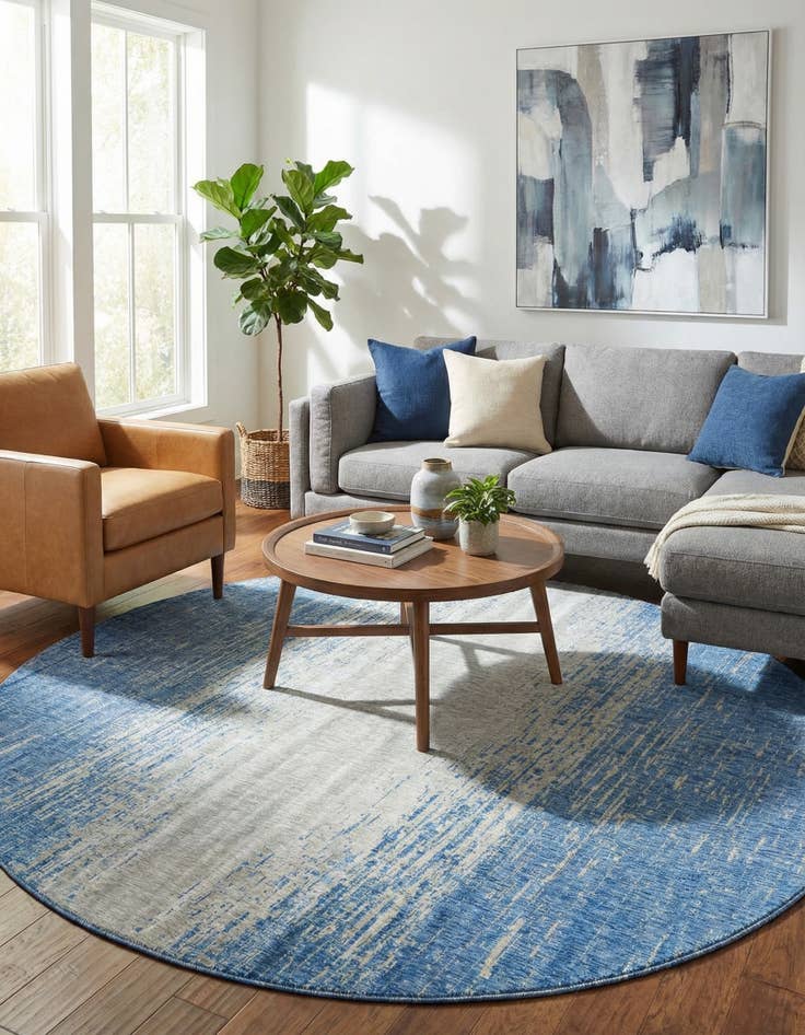 Detail image of 10' 8 x 10' 8 Easy-Clean Modern Indoor / Outdoor Round Rug