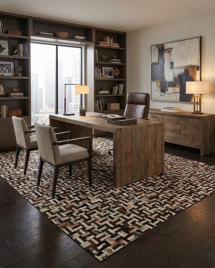 8' 1 x 10' Cowhide - Patchwork Rug