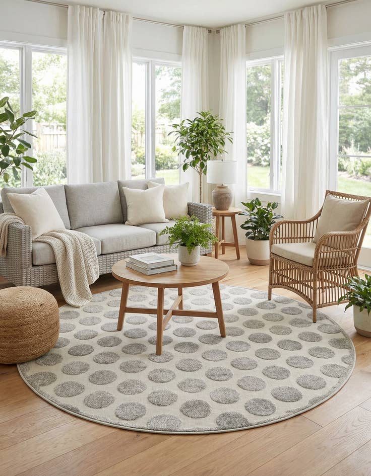 Detail image of  5' x 5'  Washable Sabrina Soto Indoor / Outdoor Round Rug