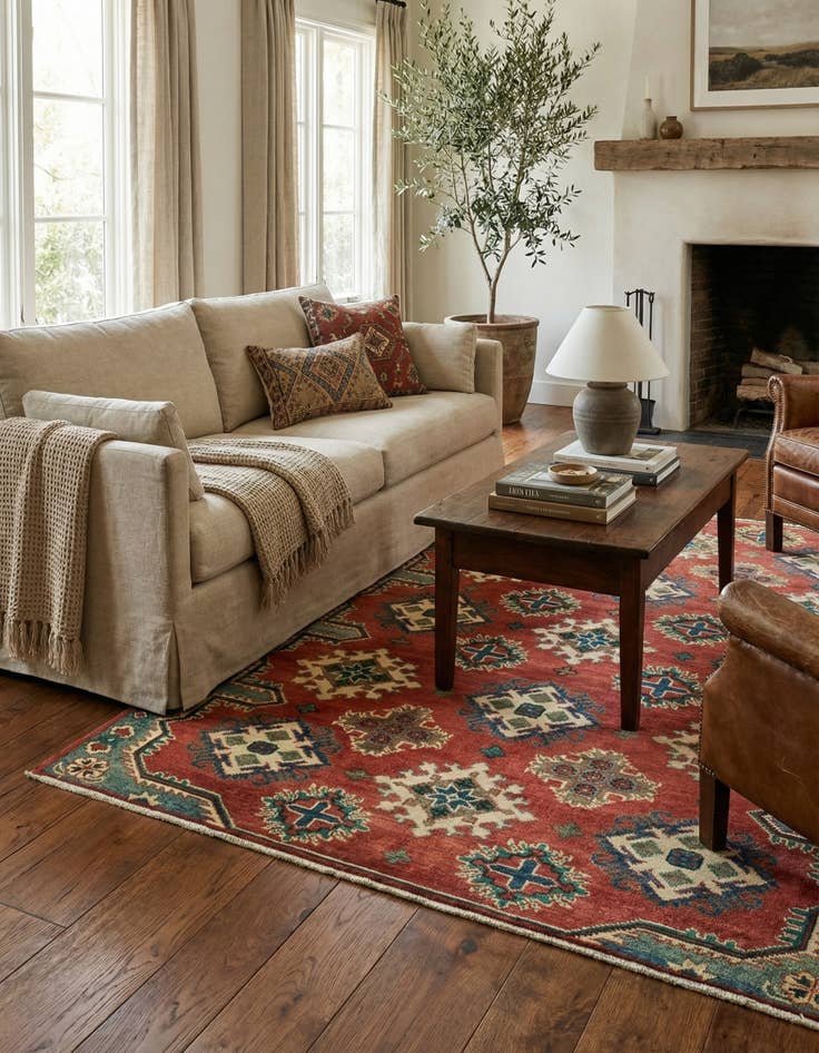 Detail image of 4' x 6'  Hand Knotted Kazak Rug