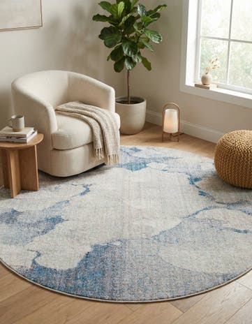 Blue Gray Andromeda Round Rug